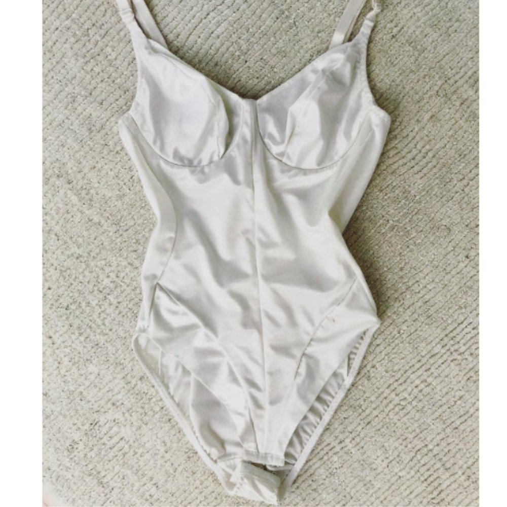 Vintage Ivory Satin Bodysuit